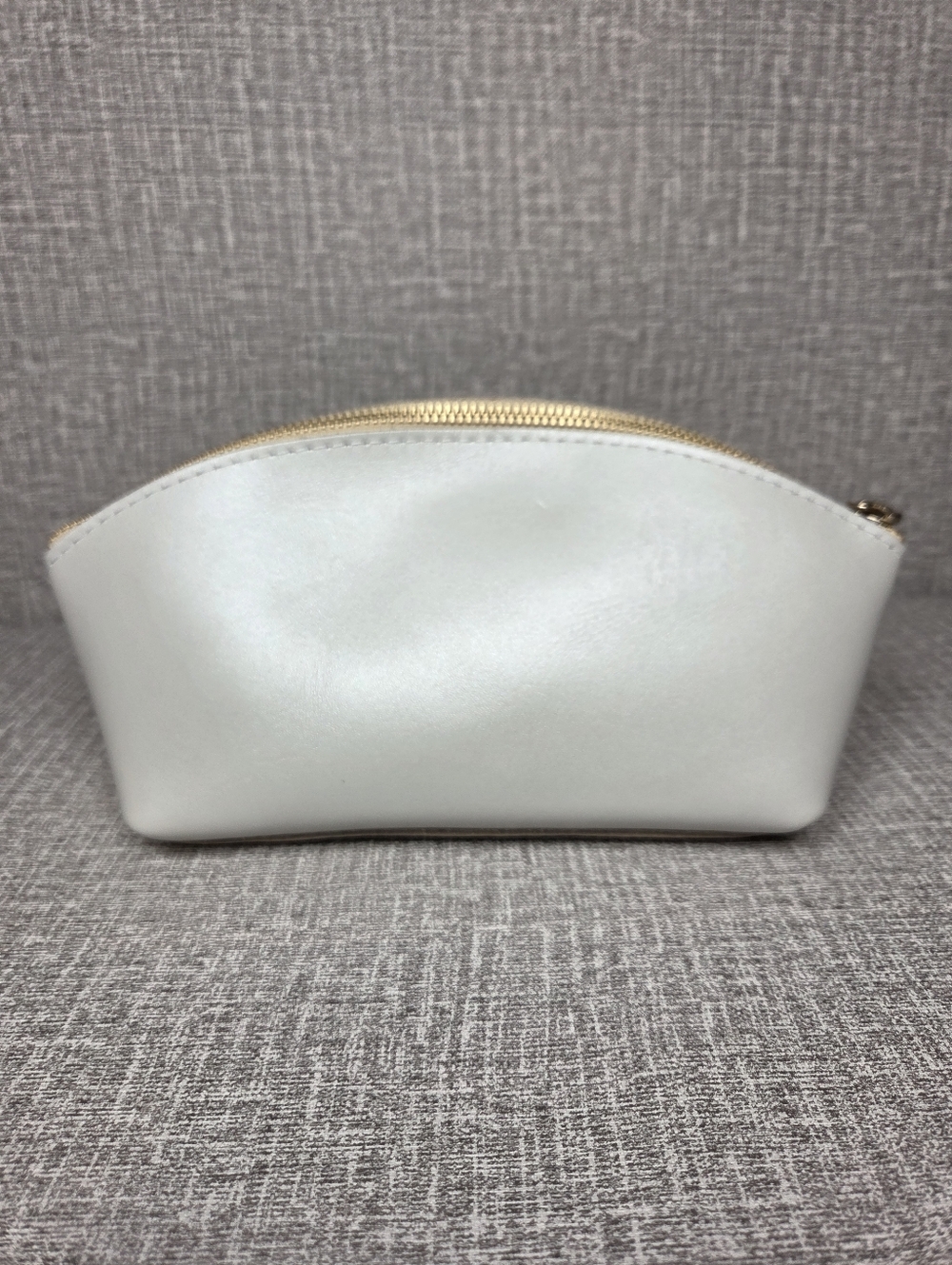 NEW RARE Portland Leather Eclipse Make Up Bag Pouch Pearl White